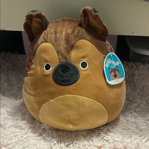 Squishmallows Brown and Tan Dog Plush Toy (Mario) 12in